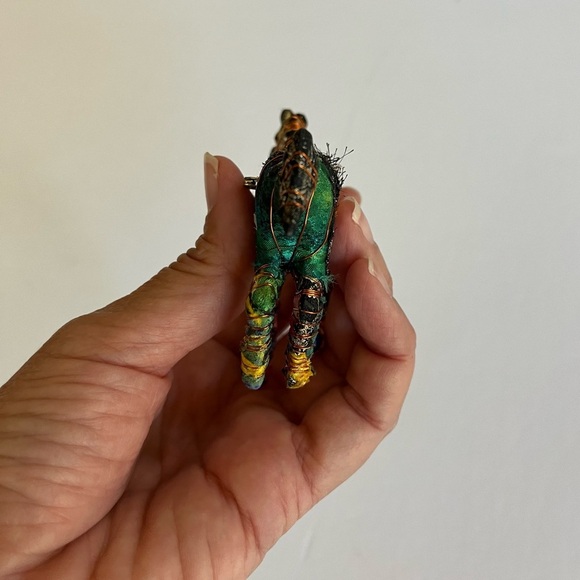 VTG Wire Wrapped Mixed Media Running Horse Colorful Brooch - Picture 8 of 12
